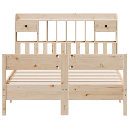 Solid Pine Wood Bookcase Bed Frame 140x200cm - No Mattress