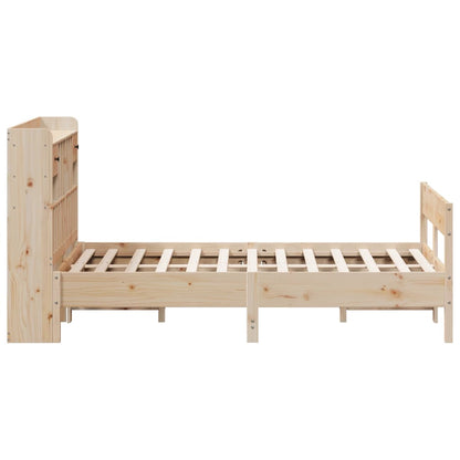 Solid Pine Wood Bookcase Bed Frame 140x200cm - No Mattress
