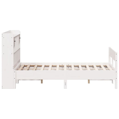 Solid Pine White Bookcase Bed 140x200cm - No Mattress Included