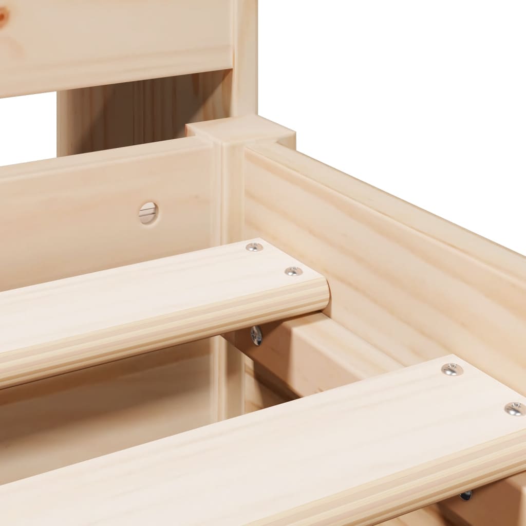 Solid Pine Wood Bookcase Bed Frame 140x190cm - No Mattress