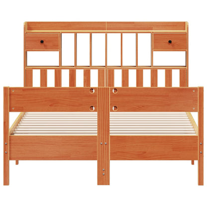 Bookcase Bed without Mattress Wax Brown 140x190cm Solid Wood Pine