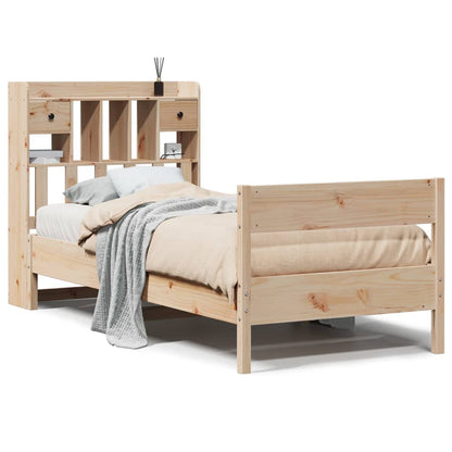 Solid Pine Wood Bookcase Bed Frame 75x190cm Small Single