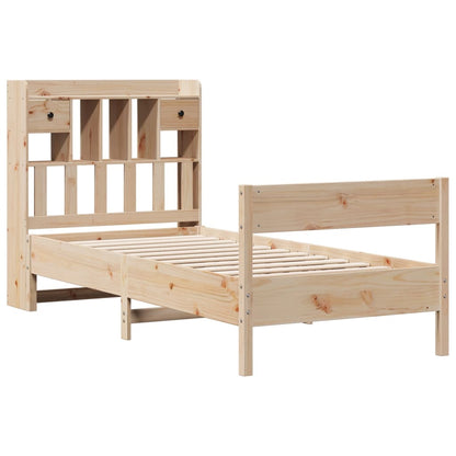 Solid Pine Wood Bookcase Bed Frame 75x190cm Small Single