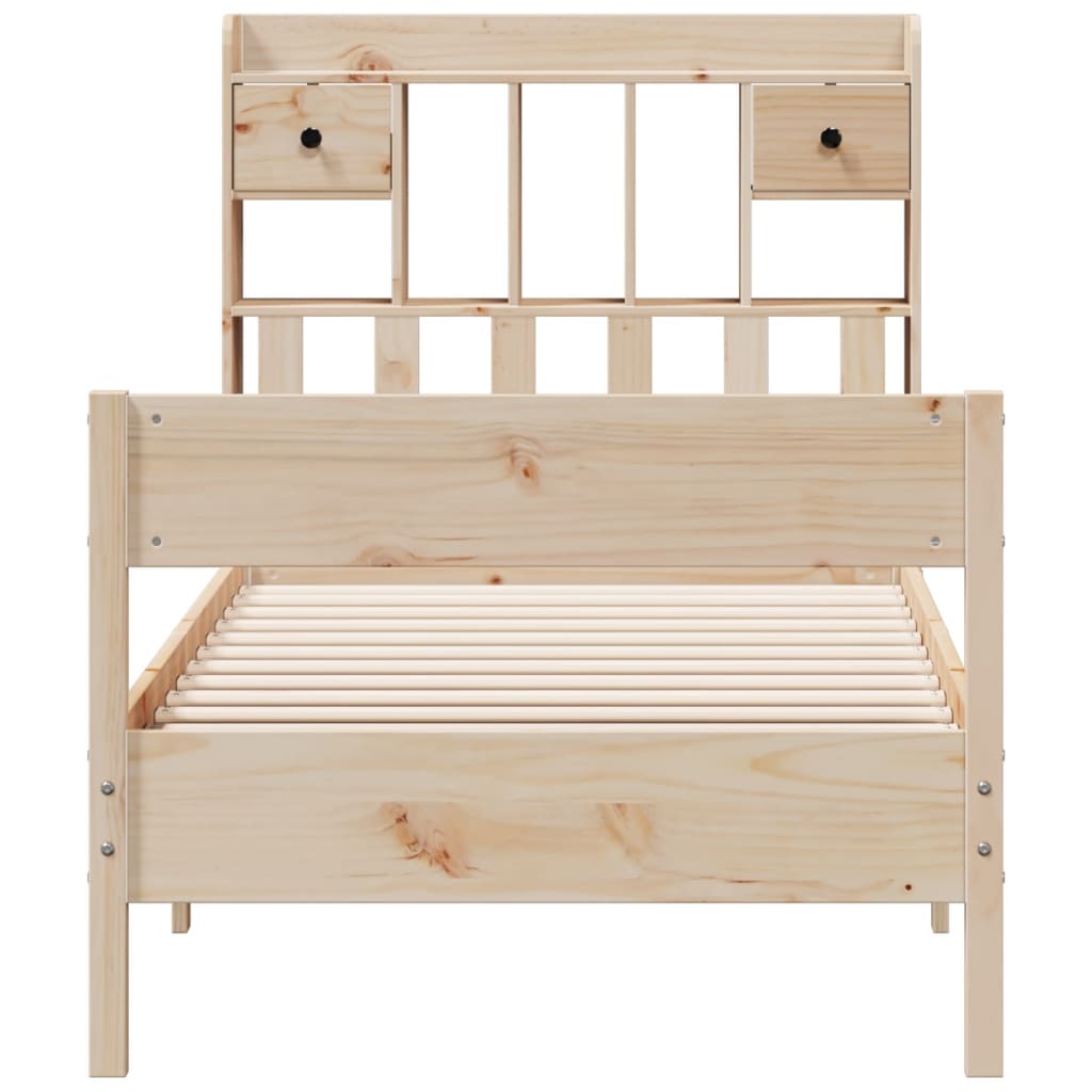 Solid Pine Wood Bookcase Bed Frame 75x190cm Small Single