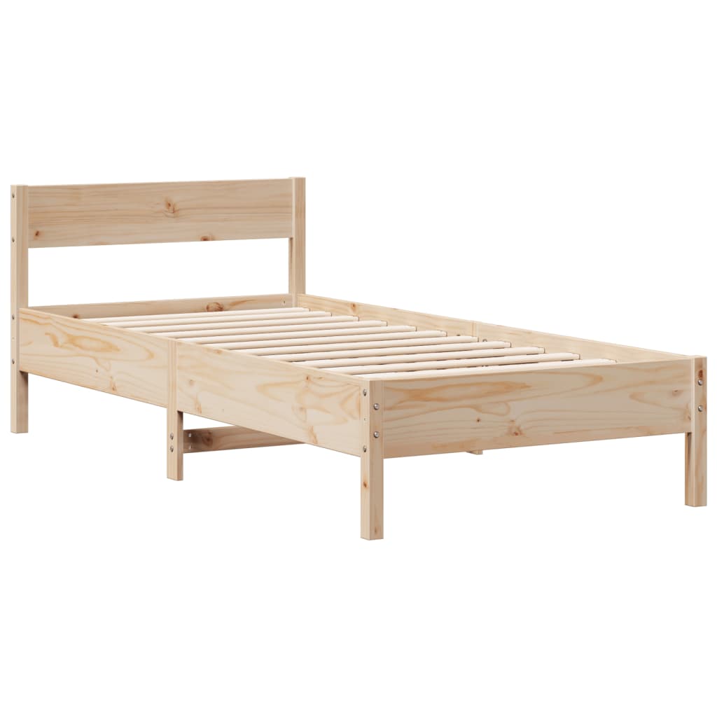 Solid Pine Wood Bookcase Bed Frame 75x190cm Small Single