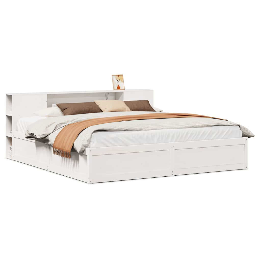 White Solid Pine Super King Bed Frame 180x200 cm - No Mattress