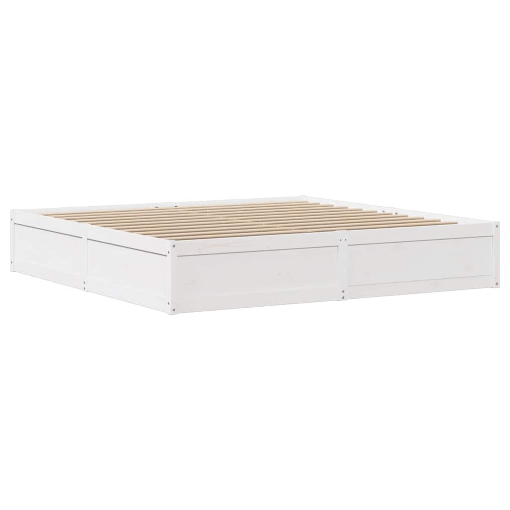 White Solid Pine Super King Bed Frame 180x200 cm - No Mattress
