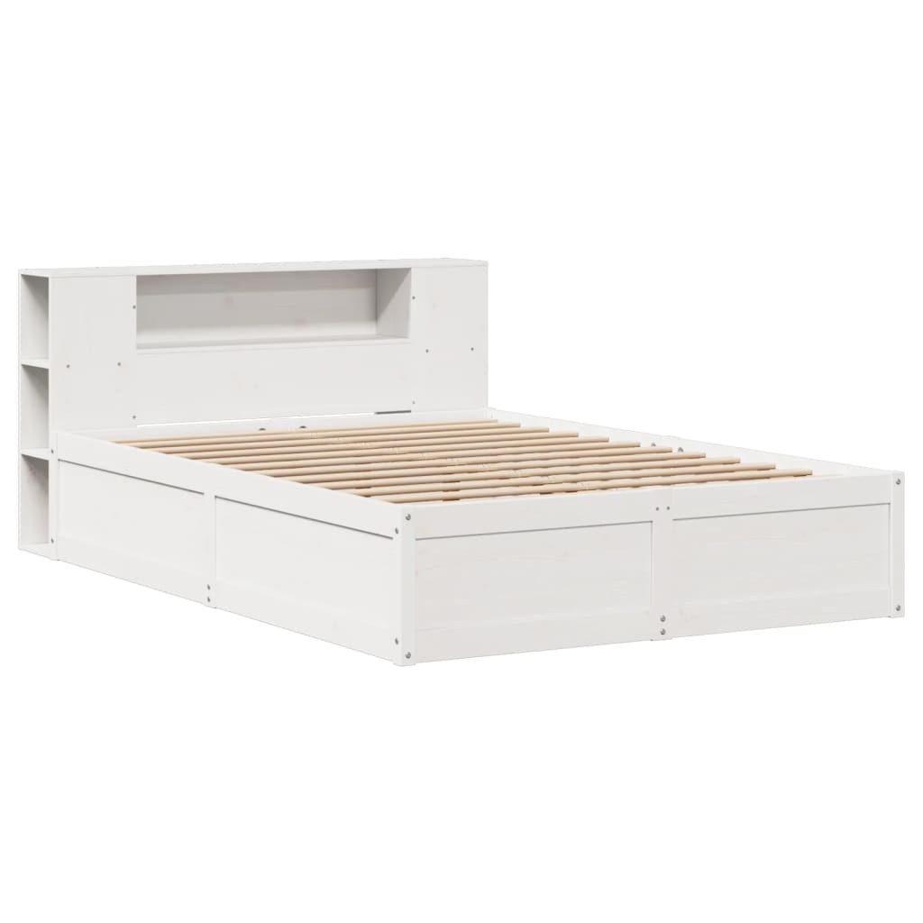 King Size Solid Pine Wood Bed Frame - White 150x200 cm