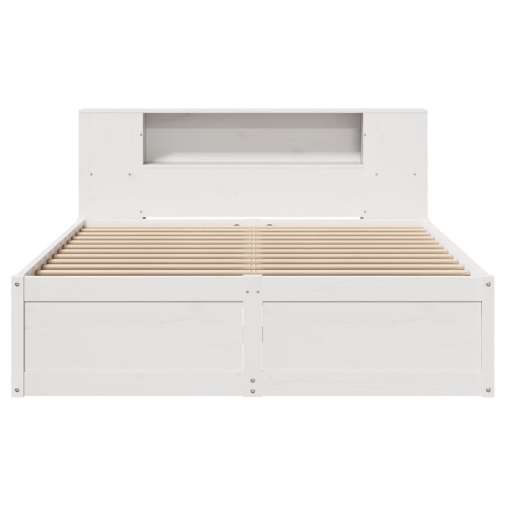 King Size Solid Pine Wood Bed Frame - White 150x200 cm