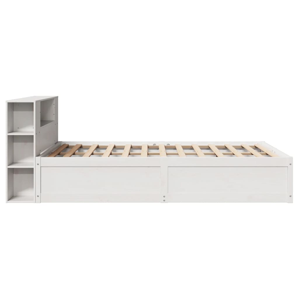 King Size Solid Pine Wood Bed Frame - White 150x200 cm