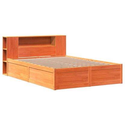 Solid Pine King Bed Frame 150x200 cm - Wax Brown Finish