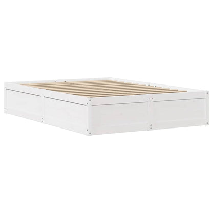 Solid Pine White Bed Frame 140x200 cm - No Mattress Included