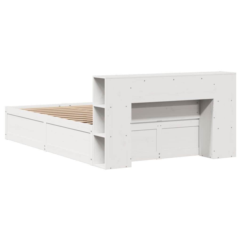 Solid Pine Wood Bed Frame 140x190 cm - White Finish