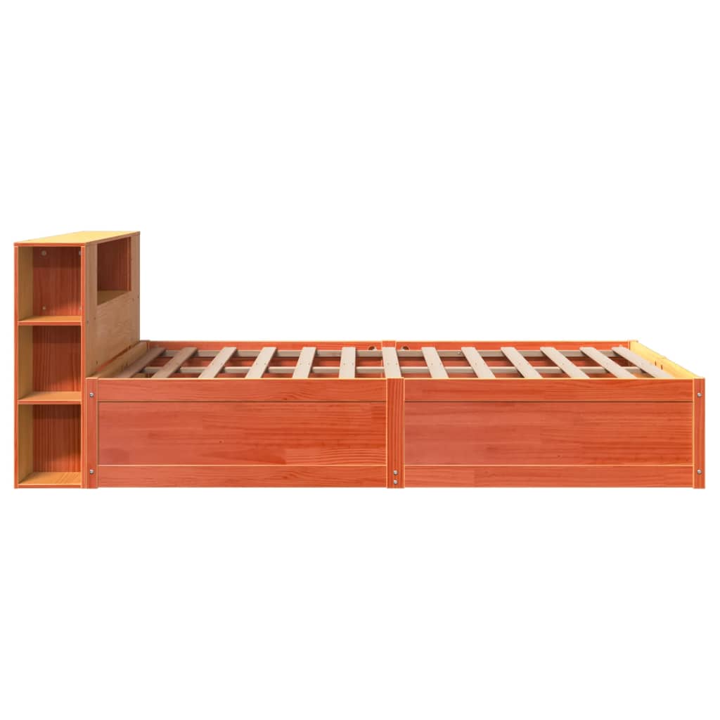 Solid Pine Wood Bed Frame - Wax Brown 140x190 cm (Mattress Excluded)