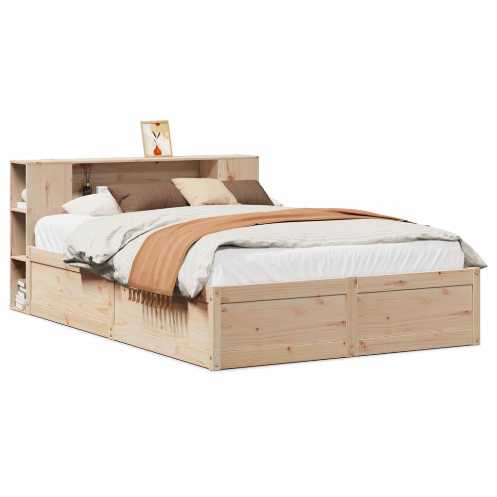 Solid Pine Wood Small Double Bed Frame 120x190 cm