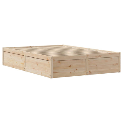 Solid Pine Wood Small Double Bed Frame 120x190 cm