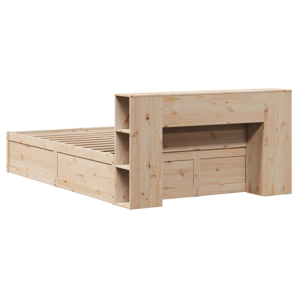 Solid Pine Wood Small Double Bed Frame 120x190 cm