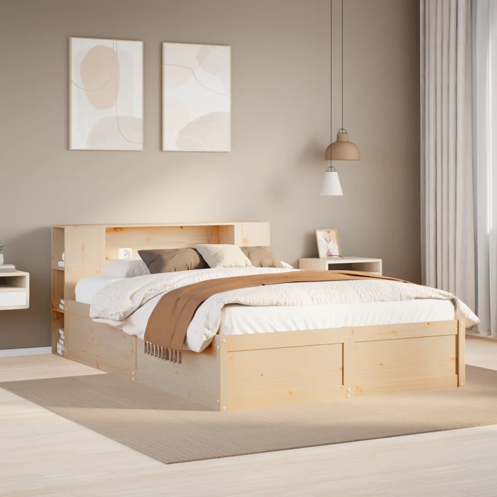 Solid Pine Wood Small Double Bed Frame 120x190 cm