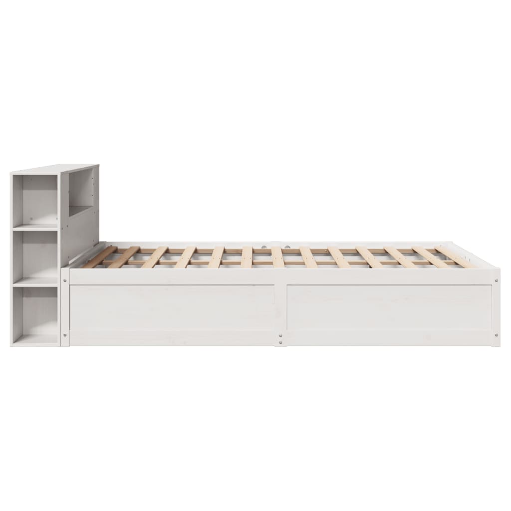 Solid Pine Small Double Bed Frame, White 120x190 cm