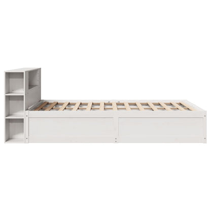 Solid Pine Small Double Bed Frame, White 120x190 cm