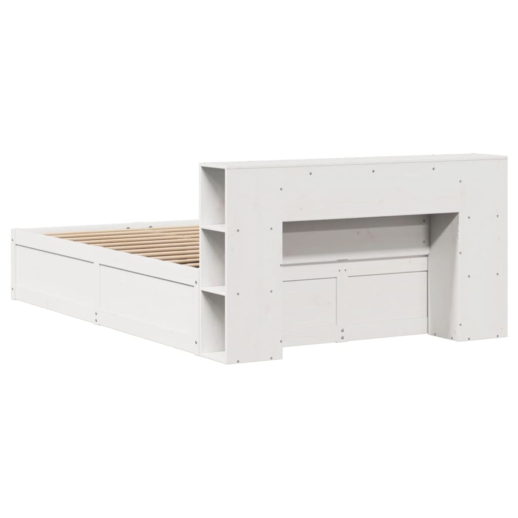 Solid Pine Small Double Bed Frame, White 120x190 cm
