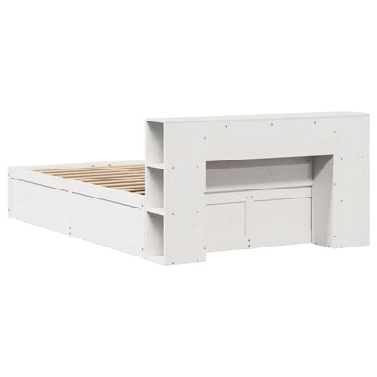 Solid Pine Small Double Bed Frame, White 120x190 cm