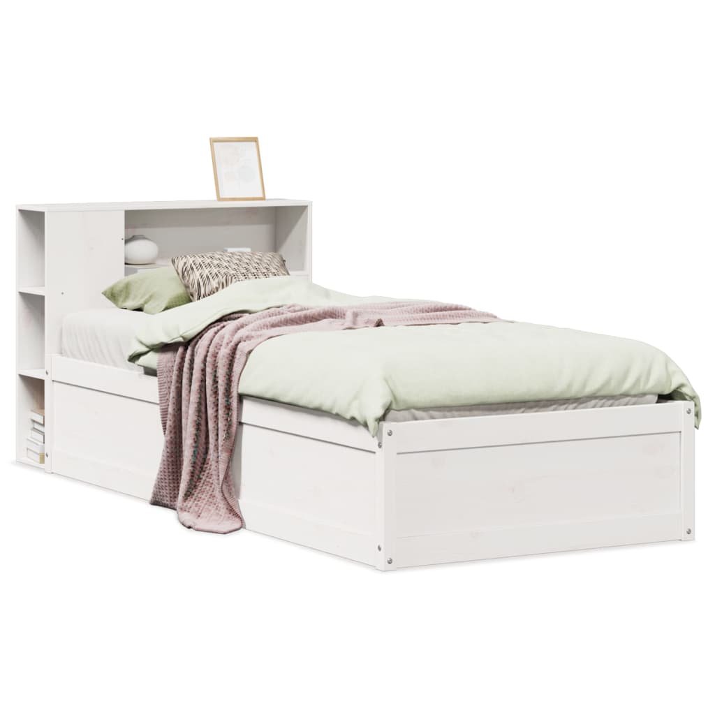 Solid Pine Small Single Bed Frame 75x190 cm, White Finish