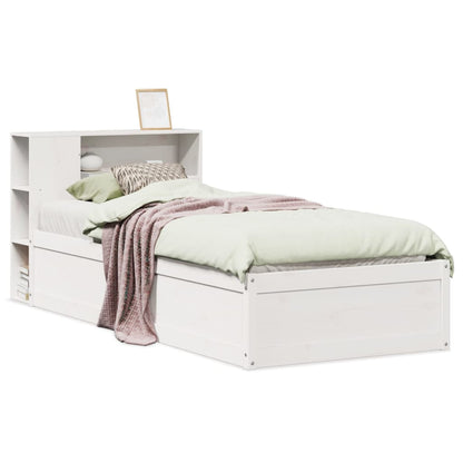 Solid Pine Small Single Bed Frame 75x190 cm, White Finish