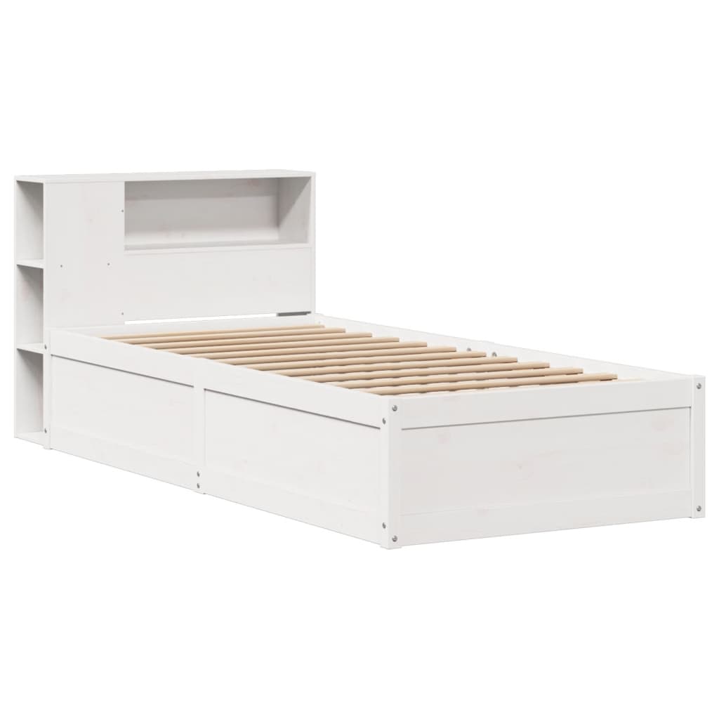 Solid Pine Small Single Bed Frame 75x190 cm, White Finish