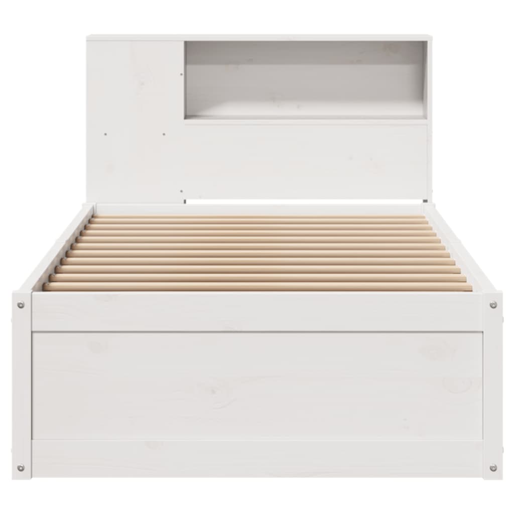 Solid Pine Small Single Bed Frame 75x190 cm, White Finish