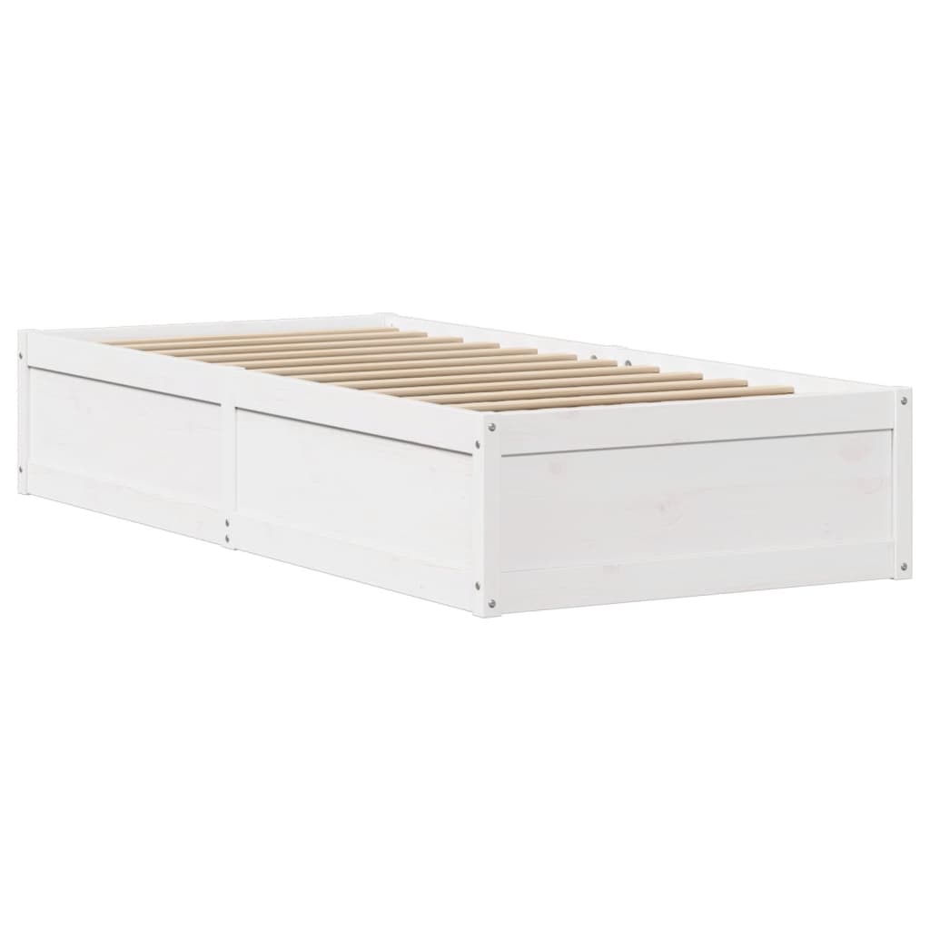 Solid Pine Small Single Bed Frame 75x190 cm, White Finish