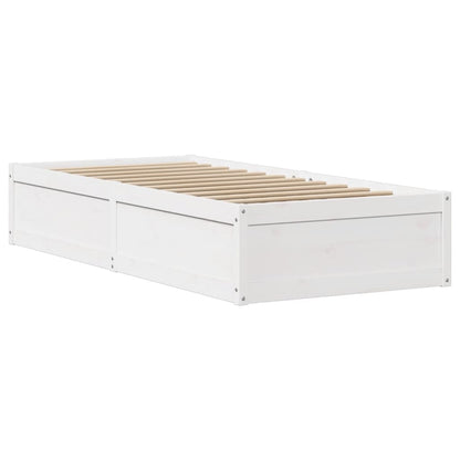 Solid Pine Small Single Bed Frame 75x190 cm, White Finish