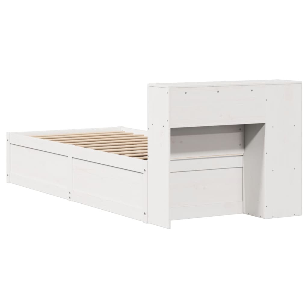 Solid Pine Small Single Bed Frame 75x190 cm, White Finish