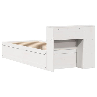 Solid Pine Small Single Bed Frame 75x190 cm, White Finish