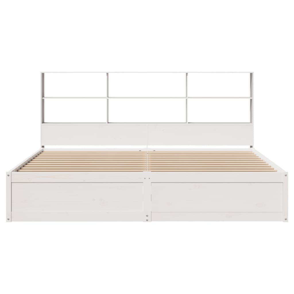 Solid Pine Super King Bed Frame White 180x200 cm
