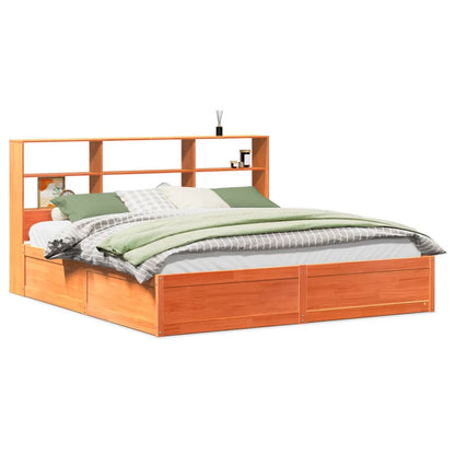 Solid Pine Wood Super King Bed Frame 180x200cm, Wax Brown Finish