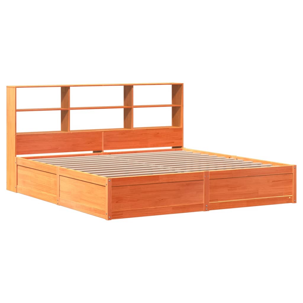 Solid Pine Wood Super King Bed Frame 180x200cm, Wax Brown Finish