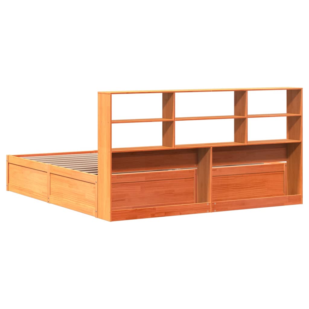Solid Pine Wood Super King Bed Frame 180x200cm, Wax Brown Finish