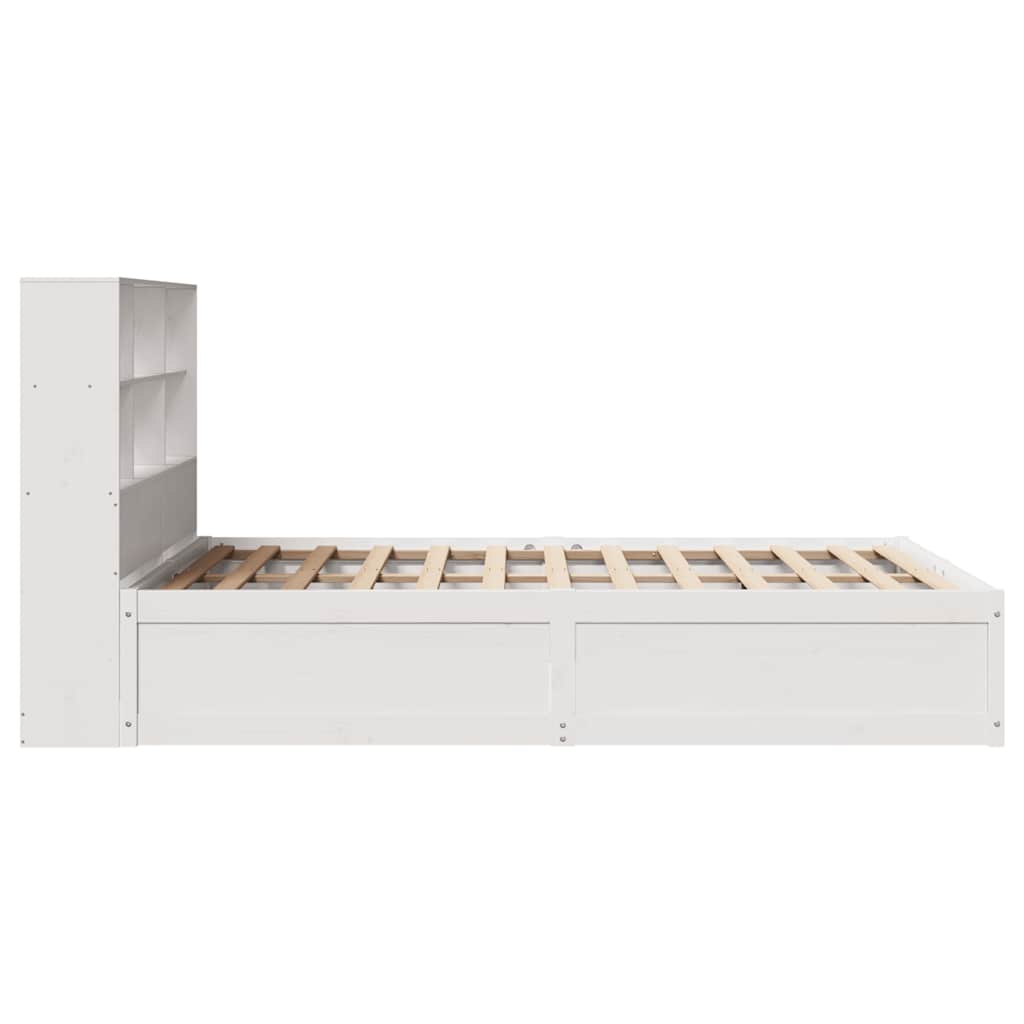 Solid Pine Wood White Bed Frame 160x200 cm - No Mattress Included