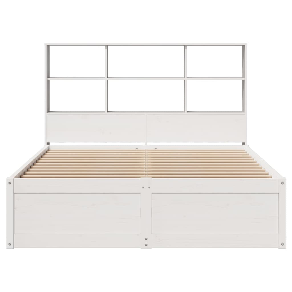 Solid Pine Wood Bed Frame, White, 140x200 cm - No Mattress