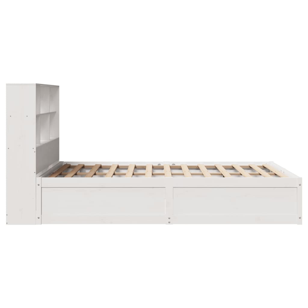 Solid Pine Wood Bed Frame, White, 140x200 cm - No Mattress