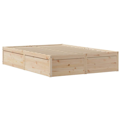 Solid Pine Wood Bed Frame 140x190 cm - No Mattress Included
