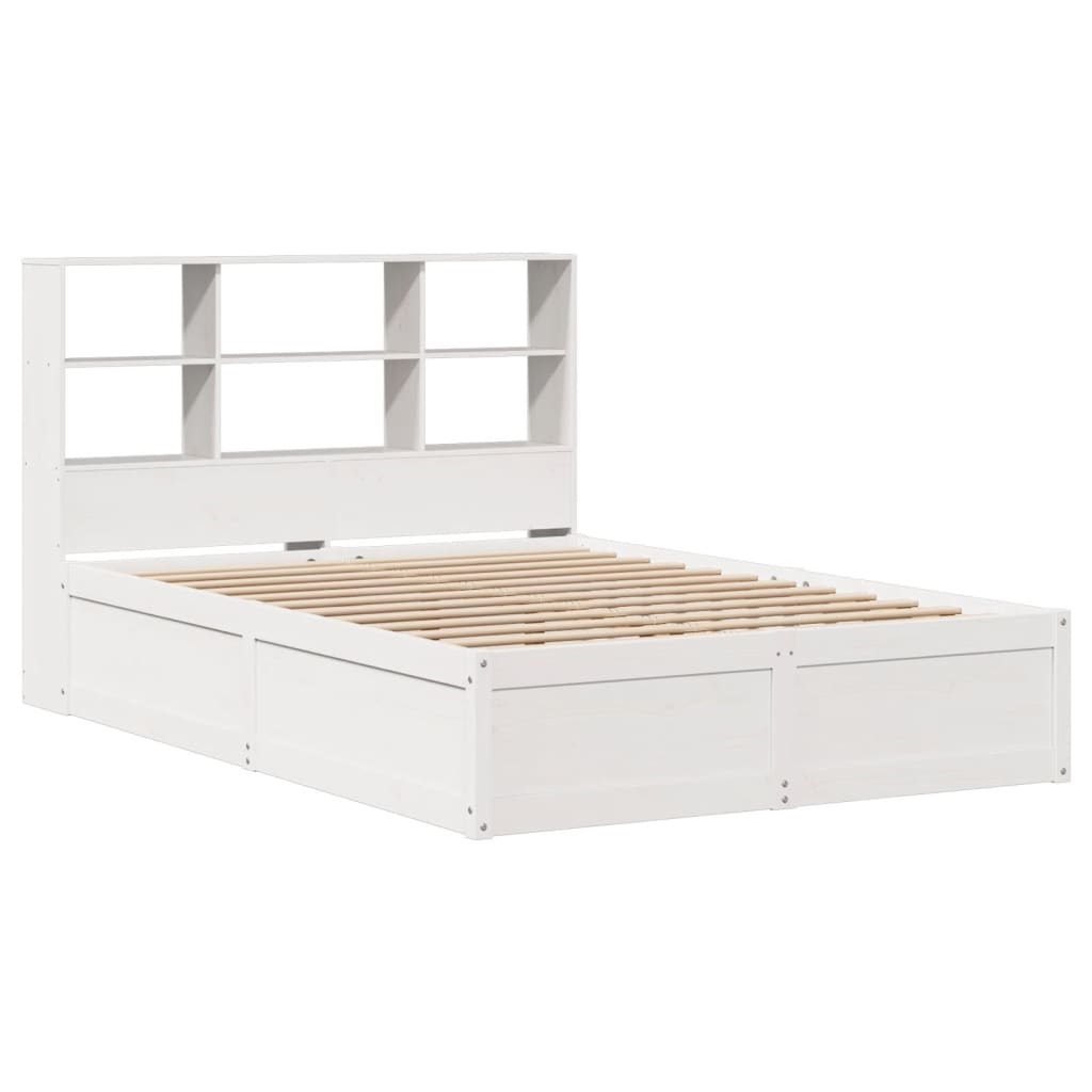 Solid Pine Wood Bed Frame 140x190 cm - White Finish