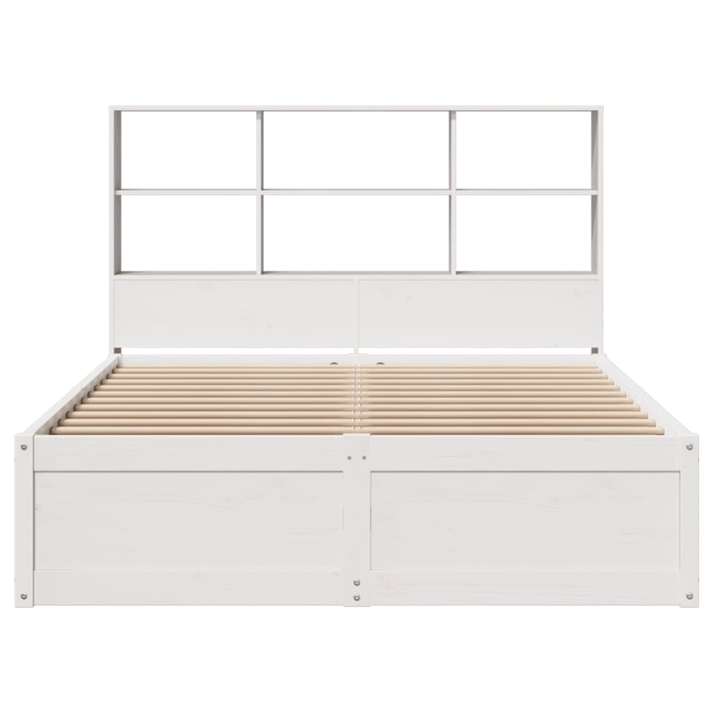Solid Pine Wood Bed Frame 140x190 cm - White Finish