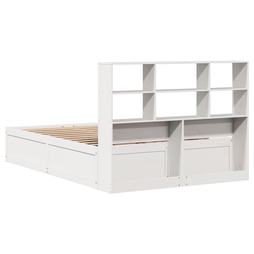 Solid Pine Wood Bed Frame 140x190 cm - White Finish
