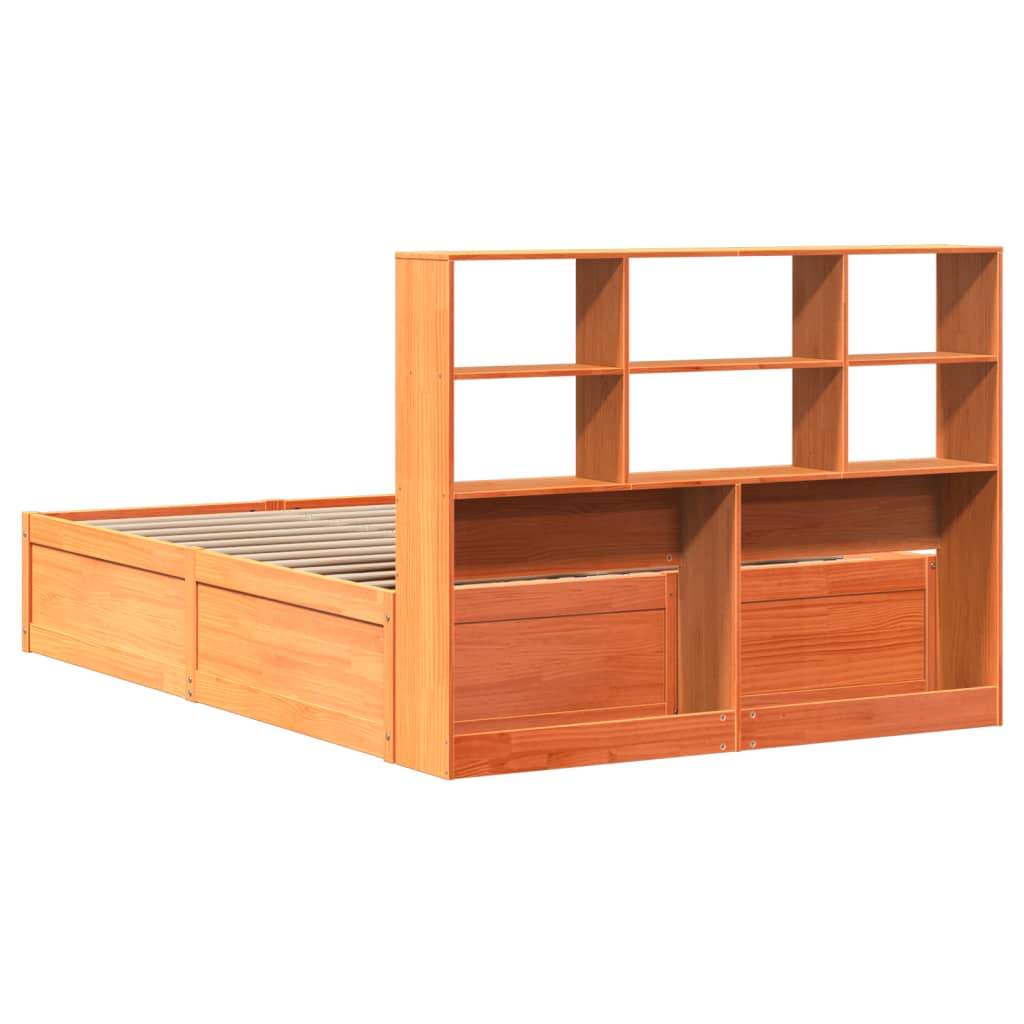 Solid Pine Bed Frame 120x190 cm, Wax Brown - Small Double Size