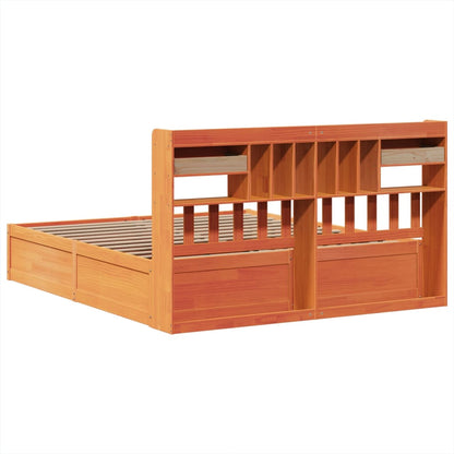 Solid Pine Wood Bed Frame Wax Brown 200x200 cm – No Mattress Included
