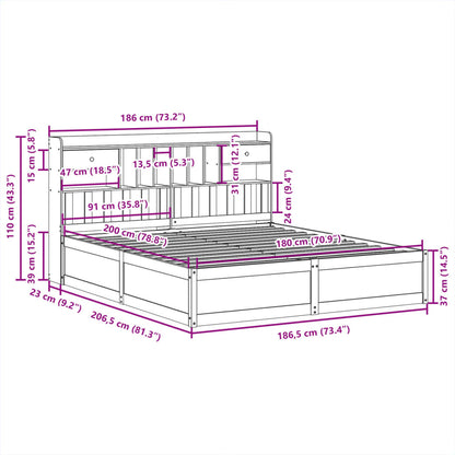 Solid Pine Bed Frame, Wax Brown, 180x200cm Super King Size