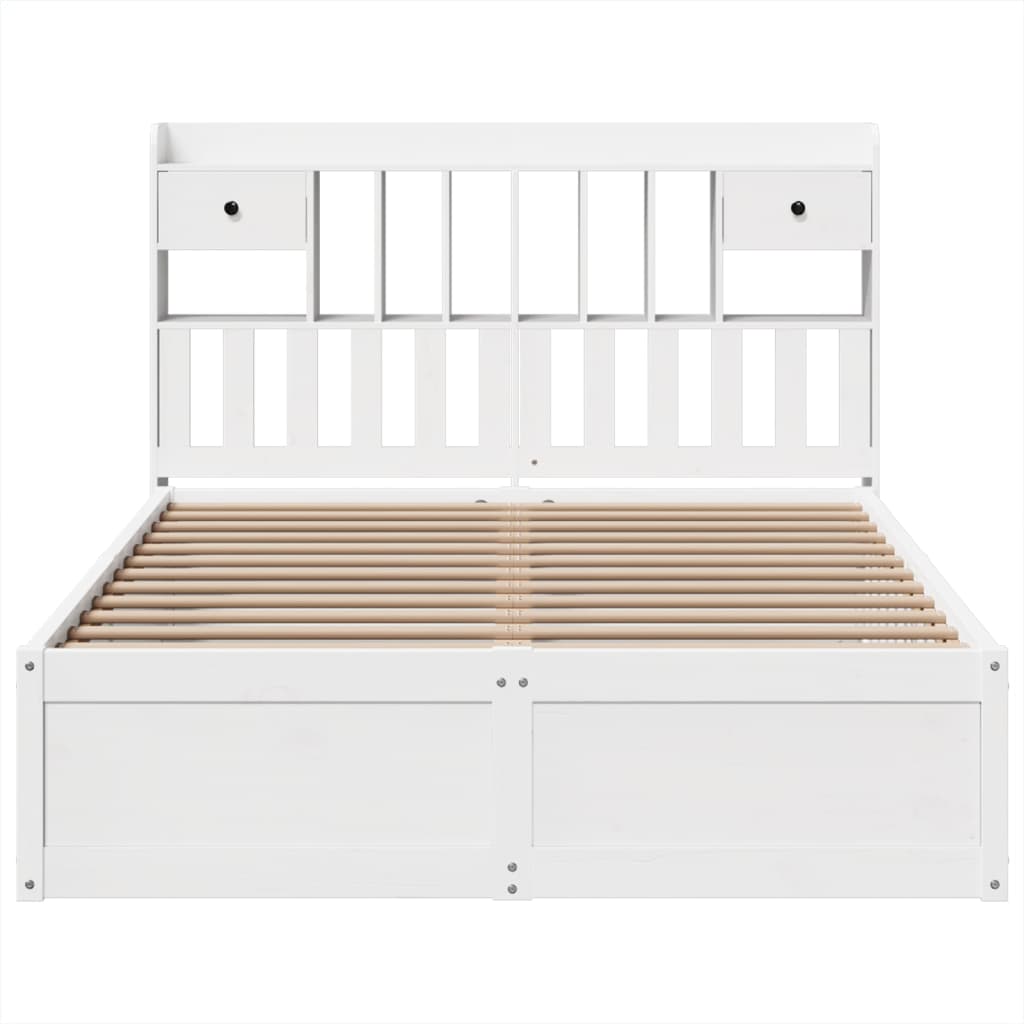 White Solid Pine Wood Bed Frame 160x200 cm - No Mattress Included