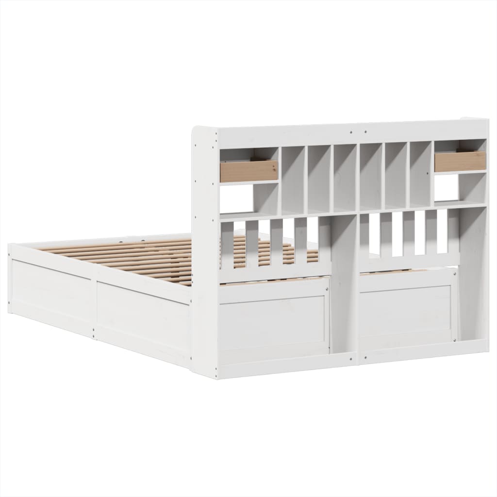White Solid Pine Wood Bed Frame 160x200 cm - No Mattress Included